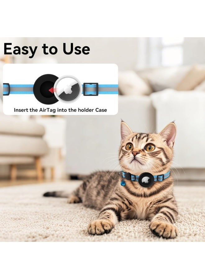 طوقان للقطط مزودان بحامل علامة Airtag من Apple وجرس، قابلان للفك، مناسبان للكلاب والقطط، طوق عاكس للضوء للقطط الصغيرة، عرضه 0.4 بوصة وخفيف الوزن (أزرق + بنفسجي) - Image 5